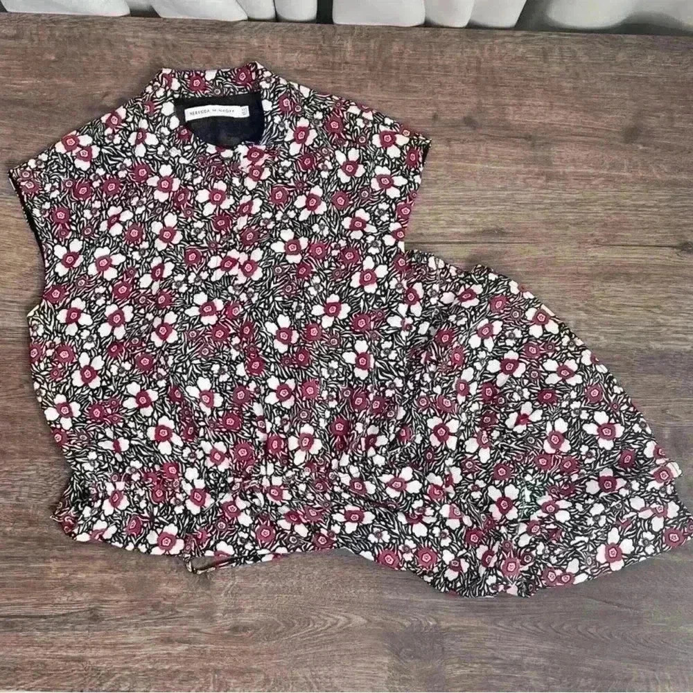 Rebecca Minkoff Micro-Floral Mini Dress in Black/Red/White, Size XXS.NWT!